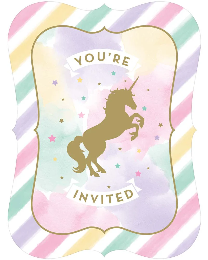 Unicorn Sparkle Invitations Pack of 8
