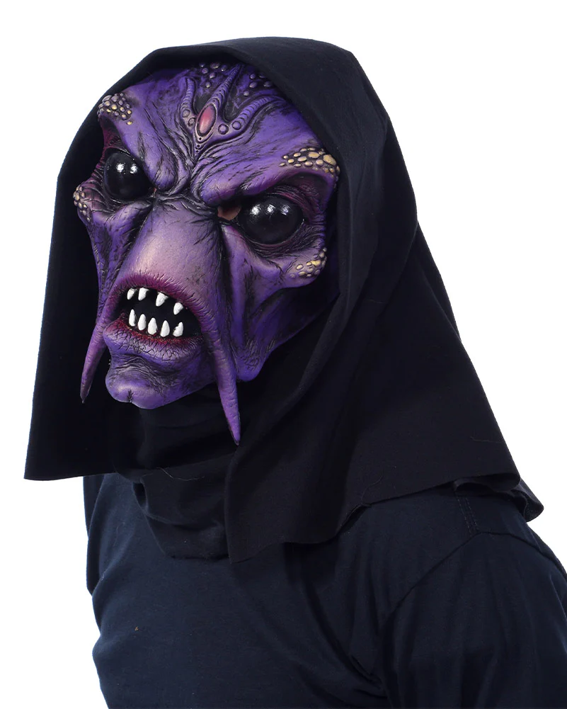 Venutian Alien Monster Hooded Deluxe Mask with Moving Mouth - Image 2