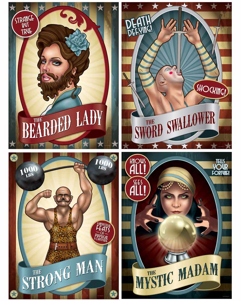 Vintage Circus Poster Cutouts Pack of 4