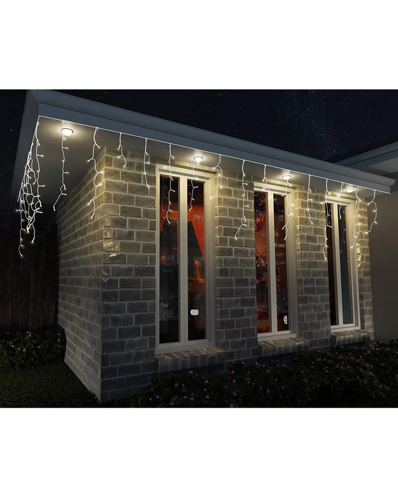 Warm White Icicle Lights 400 Piece Solar Christmas Lights 7.9m - Image 4