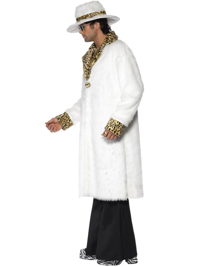 White Pimp Coat Mens Costume - Image 2
