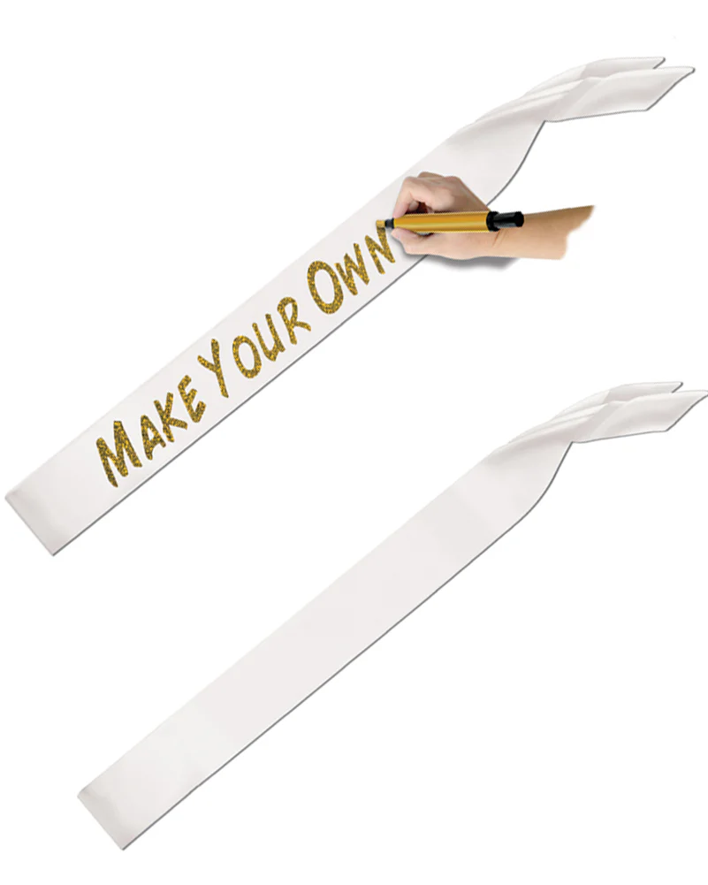White Satin Customizable Sash - Image 2