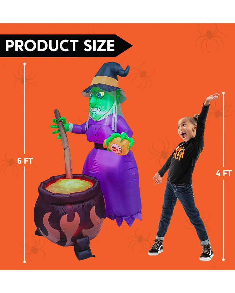 Witch and Cauldron Lawn Inflatable 1.8m - Image 8