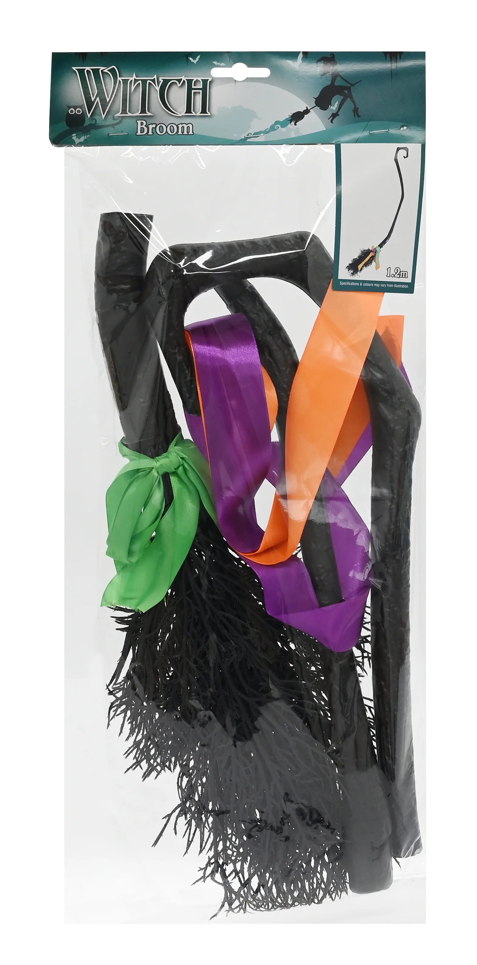 Witch Broomstick with Ribbons 1.2m - Image 2