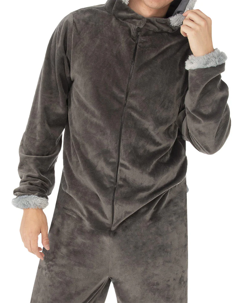 Howling Wolf Hooded Jumpsuit Adult Costume - Image 3