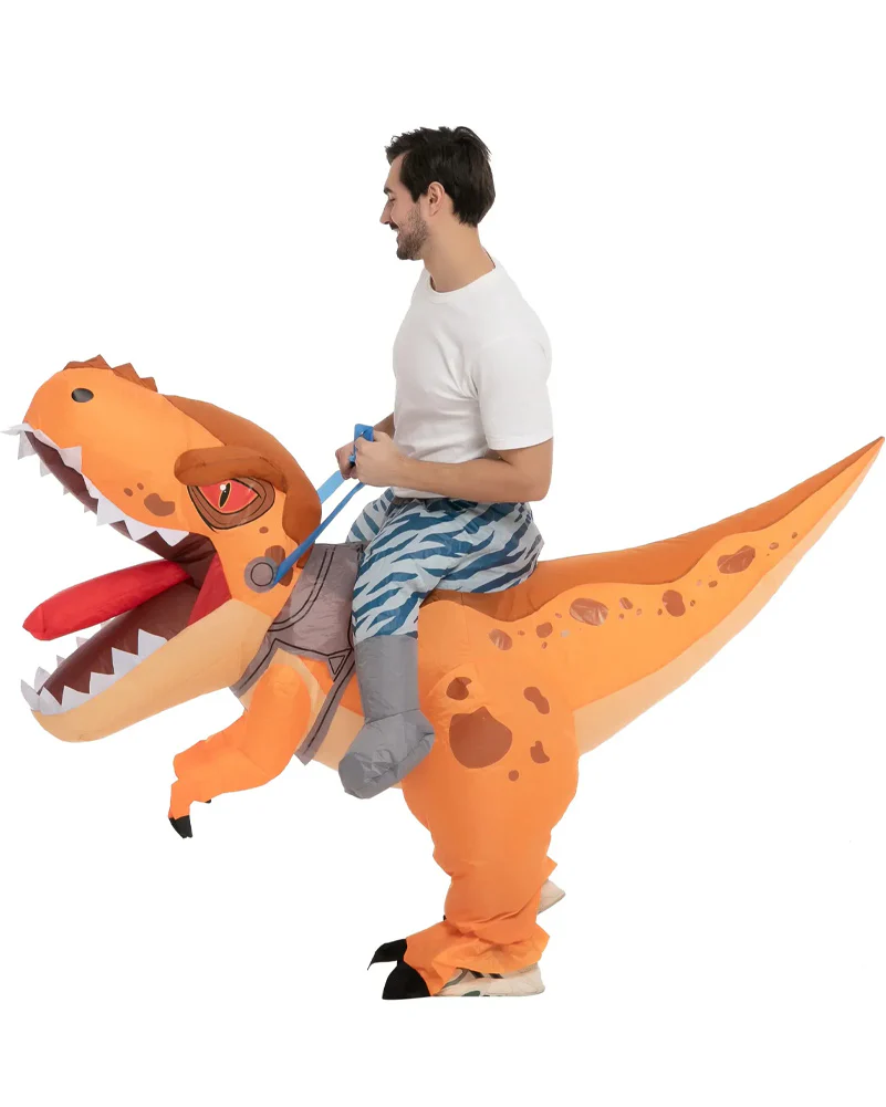Yellow Dinosaur Tyrannosaurus Ride-On-Inflatable Adult Costume - Image 3